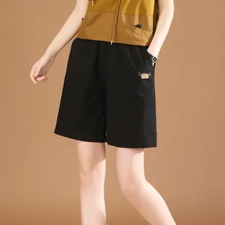 韩潮袭人松紧腰宽松五分休闲短裤女夏季新款显瘦热裤阔腿裤直筒裤图片