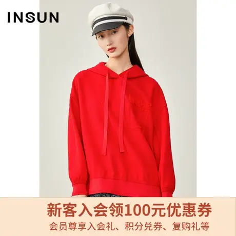 影儿恩裳冬季字母绣花羊毛宽松连帽炸街连帽卫衣女上衣图片