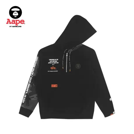 Aapex ALPHA INDUSTRIES 联名猿颜字母印花可拆加绒卫衣9514XXH商品大图