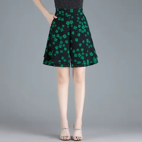 印花裙裤阔腿裤女夏季2023新款高腰宽松a字裤裙休闲五分裤短裤子商品大图