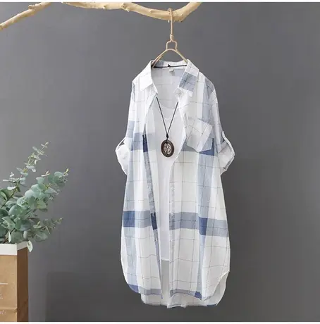 韩范中长款印花防晒外套衬衫女宽松长袖宽松防晒衣薄款衬衣开衫潮图片