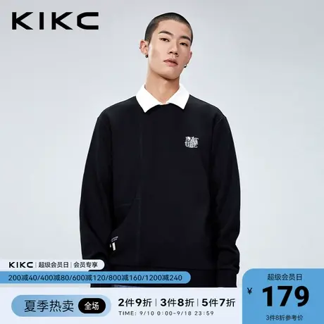 kikc卫衣男2023春夏新款商场同款字母印花休闲高级潮流黑色上衣服图片