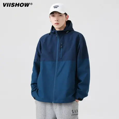 VIISHOW户外拼接撞色休闲冲锋夹克男百搭春秋季新款夹克运动潮牌图片