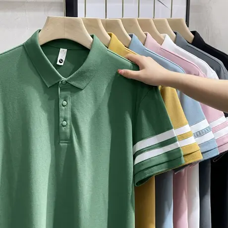 有领T恤男士短袖2023新款潮流上衣服高级感休闲潮牌男装polo衫商品大图