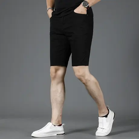 黑色休闲短裤男款夏季潮流五分裤薄款2023新款弹力百搭男士中裤子商品大图