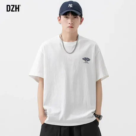 男士白色短袖t恤男夏季薄款宽松上衣纯棉体恤衣服半袖潮牌ins内搭商品大图