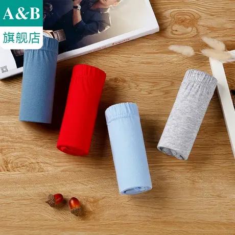 A＆B【3条装】ab纯棉舒适中高腰男小平脚内裤宽松大码父亲裤L609图片