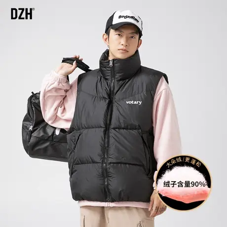 男士90绒立领羽绒马甲男冬季加绒加厚外套2024新款冬装情侣羽绒服图片