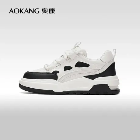 【门店发货】奥康女鞋 2024春季新款黑白熊猫配色时尚休闲板鞋图片