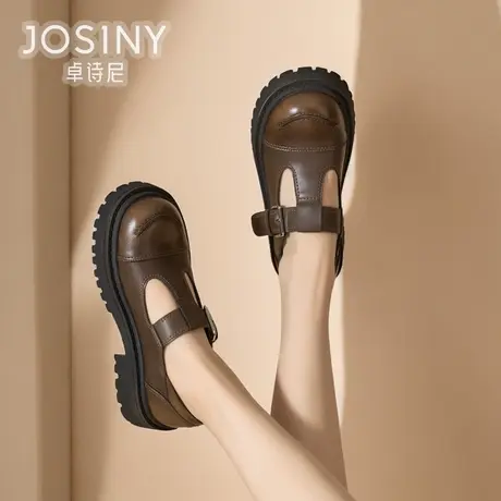 卓诗尼棕色复古鞋子玛丽珍女鞋2024春季新款商场同款402A20681图片
