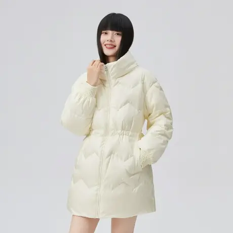 艾莱依短款收腰珍珠羽绒服女鸭绒2022年新款立领冬季防风保暖外套商品大图