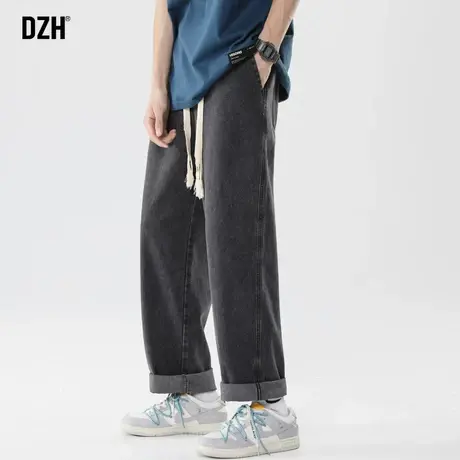 男士直筒烟灰色牛仔裤男潮牌休闲裤男款秋季裤子宽松男裤2023新款商品大图