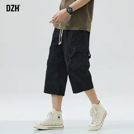 男士迷彩七分裤男直筒潮牌纯棉短裤薄款夏季男生宽松裤子男工装裤商品大图