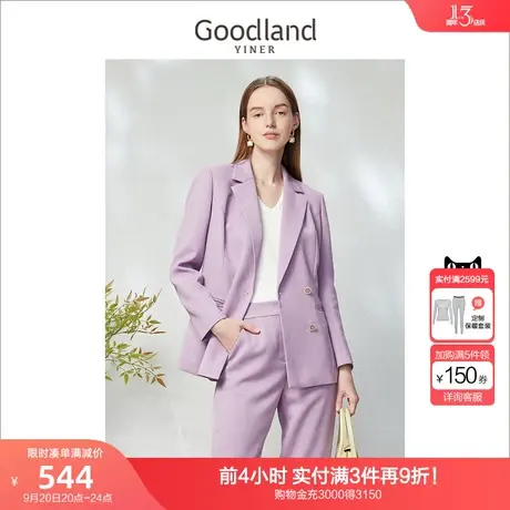 音儿美地女装2023春季新款时尚气质轻商务双排扣西装外套高级感商品大图