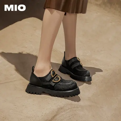 [赵昭仪同款]MIO米奥2025春季新款女鞋厚底小皮鞋通勤乐福鞋单鞋图片