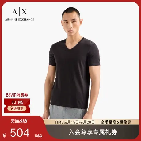 ARMANI EXCHANGE/阿玛尼男女情侣款V领正肩重磅短袖T恤25夏季新款图片