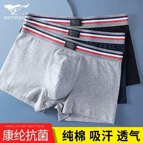 七匹狼男士内裤男纯棉四角裤夏季薄款抗菌透气全棉运动平角短裤头商品大图