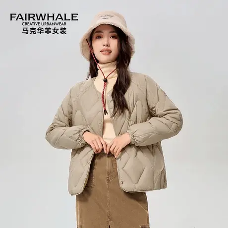 马克华菲轻薄羽绒服女2025冬季新款圆领短款内胆轻暖外套时尚保暖图片