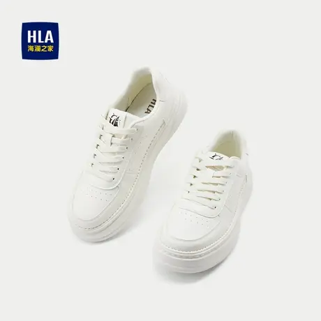 HLA/海澜之家抽绳系带休闲鞋2025新款字母印花圆头柔软透气鞋子男商品大图