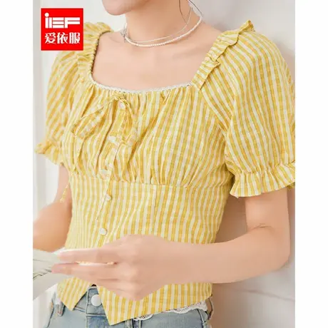 IEF/爱依服2025夏季新款法式浪漫淑女气质纯欲风短款百搭上衣商品大图
