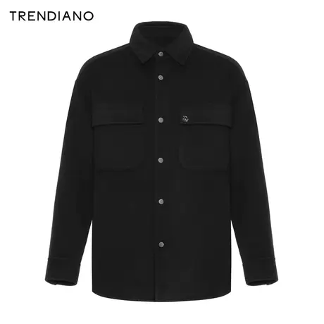 TRENDIANO官方品质羊绒双面呢翻领合体外套男潮2023新款冬季商品大图