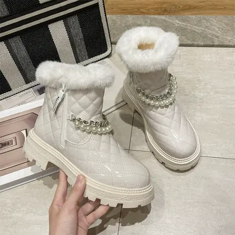 时尚雪地靴女冬加绒加厚皮毛一体2022年新款冬季厚底东北防水棉鞋图片