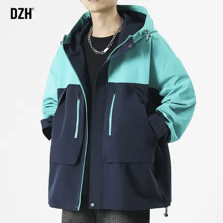 男士拼接软壳冲锋衣男春秋款宽松上衣百搭男装2023年新款休闲外套商品大图