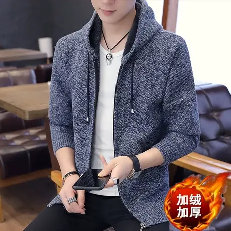 加绒加厚男士外套2023新款韩版潮流外衣服纯色商务冬秋季夹克男装商品大图