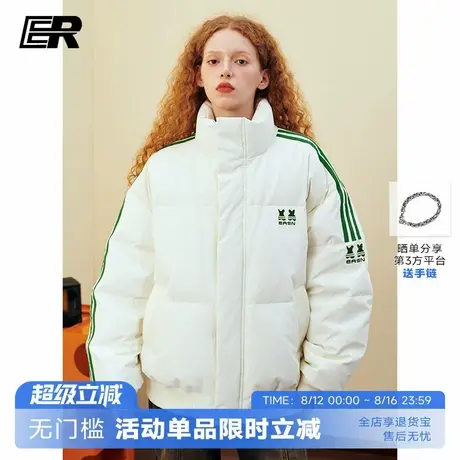 【李宏毅】ER三条杠轻薄羽绒服男女冬90白鸭绒防寒保暖潮牌面包服商品大图