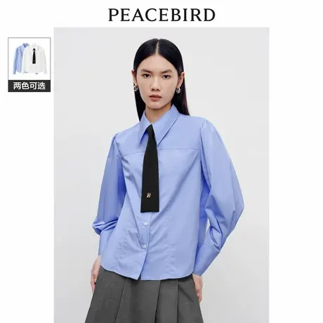 【商场同款】太平鸟女装秋季新款斯文领带衬衫A1CAD3402图片