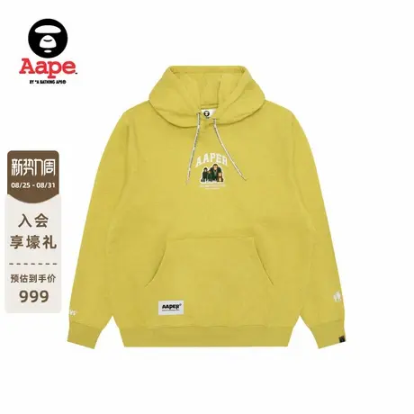 Aape旗舰店男装秋冬猿人军团徽章休闲潮流薄绒连帽卫衣C370XBP图片