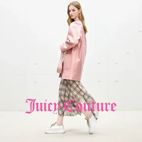 Juicy Couture橘滋外套女2025年秋季新款粉色气质仿皮中长款上衣商品大图