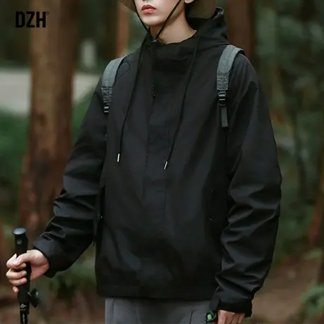 男士黑色冲锋衣外套男款春秋潮牌高级感男装2023新款秋装工装夹克商品大图