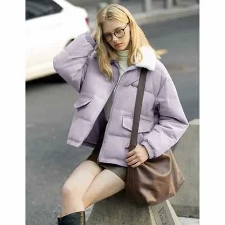 唐狮冬季女翻领仿羊羔毛短款棉衣女冬季棉服高级感时尚外套TUTA图片