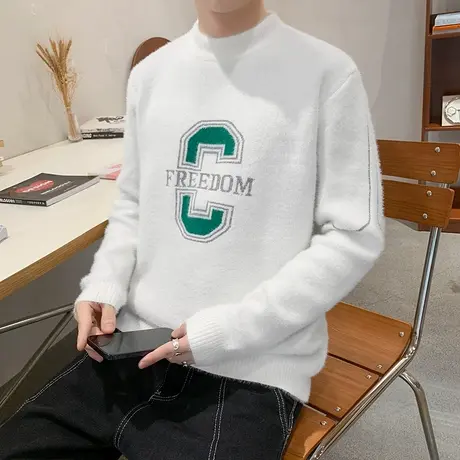 TFBOYS毛衣男2023秋冬半高领针织衫潮流青少年学生线衣打底衫大童商品大图