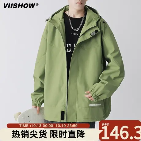 VIISHOW日系潮牌冲锋衣vntage连帽外套男秋季上衣服宽松百搭夹克商品大图
