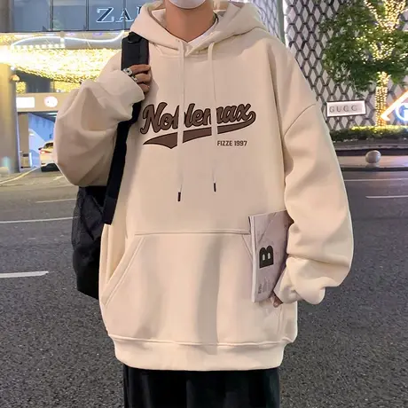 复古重磅宽松连帽卫衣男秋冬季小众美式上衣潮流ins高街休闲外套商品大图