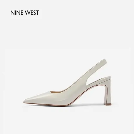 Nine West/玖熙凉鞋女夏季新款包头尖头漆皮优雅后空高跟鞋时尚图片