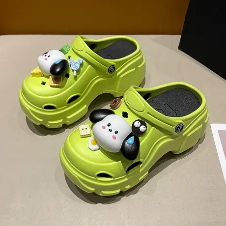 可爱包头半拖鞋女夏外穿2023新款踩屎感厚底增高镂空沙滩洞洞凉鞋商品大图