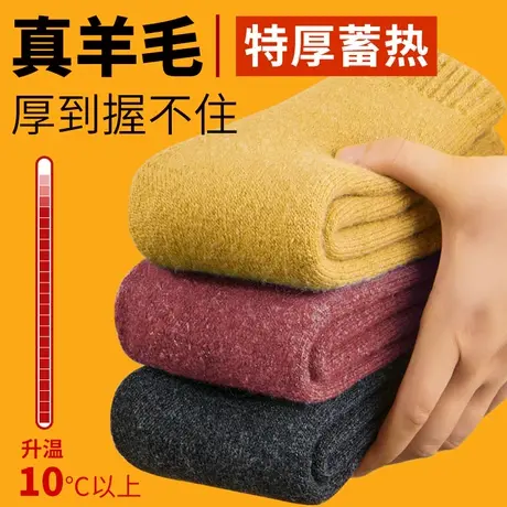 羊毛袜女秋冬季加绒加厚中筒袜毛圈保暖厚袜子发热男士毛线棉袜子商品大图