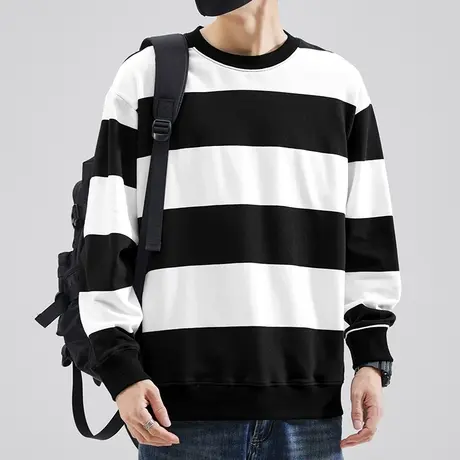 华夫格卫衣男秋冬2023新款圆领无帽长袖t恤小熊潮流潮牌宽松上衣商品大图