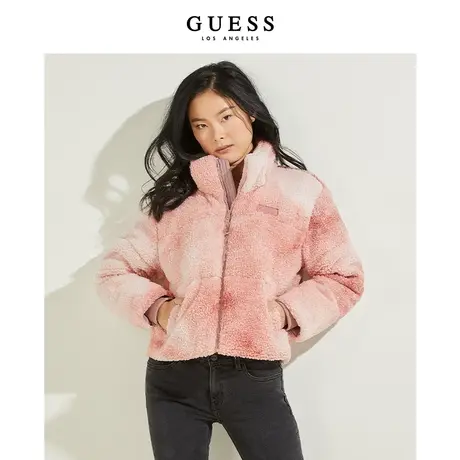 GUESS冬季 女士扎染精致仿羊羔绒保暖羽绒服-YL4W5881K图片