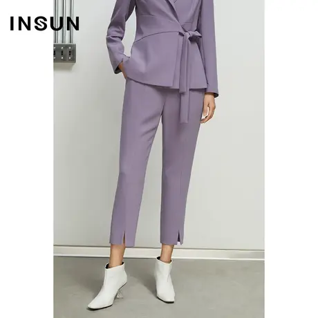 恩裳奥莱春季细节裤脚开叉铅笔裤西裤图片