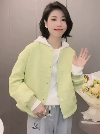 2023春季新款休闲短外套女时尚百搭宽松夹克单排扣纯色开衫棒球服图片