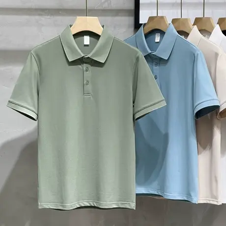 夏季新款针织Polo衫男短袖休闲半袖翻领T恤男装修身高端商务体恤商品大图