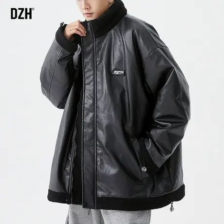 男士皮衣羊羔绒外套男潮牌高级感炸街冬秋冬pu皮棉服加厚2023新款商品大图