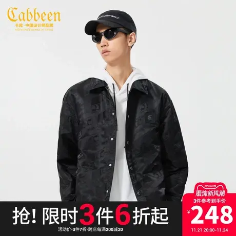 卡宾男装字母满印棉服秋冬款宽松潮流厚外套保暖H图片