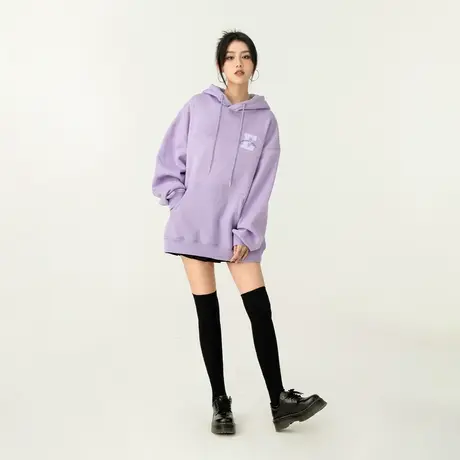 YEP印花连帽卫衣女春秋2025年新款复古街头潮牌宽松外套上衣图片