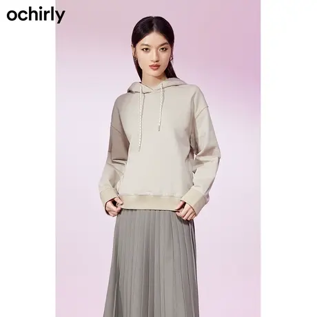 【呼呼严选专享】欧时力 连帽休闲卫衣 新款秋装后背字母花朵刺绣图片