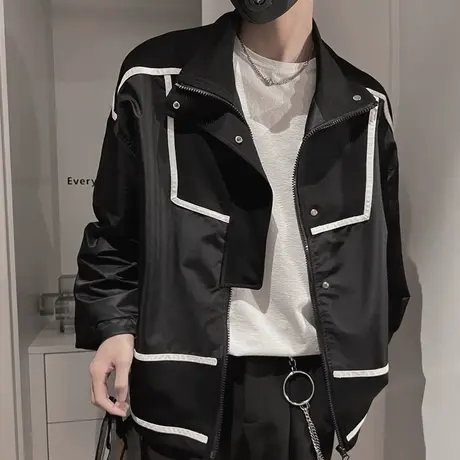 秋冬季时尚休闲机车工装冲锋衣外套潮牌潮流个性ins夜店男士夹克商品大图